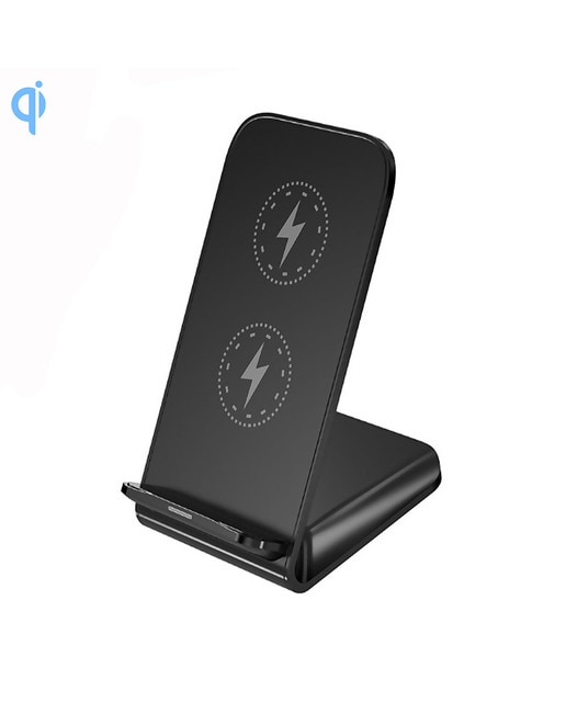 Imagen 0 de DAM Cargador inalámbrico Qi de bobinas duales con soporte