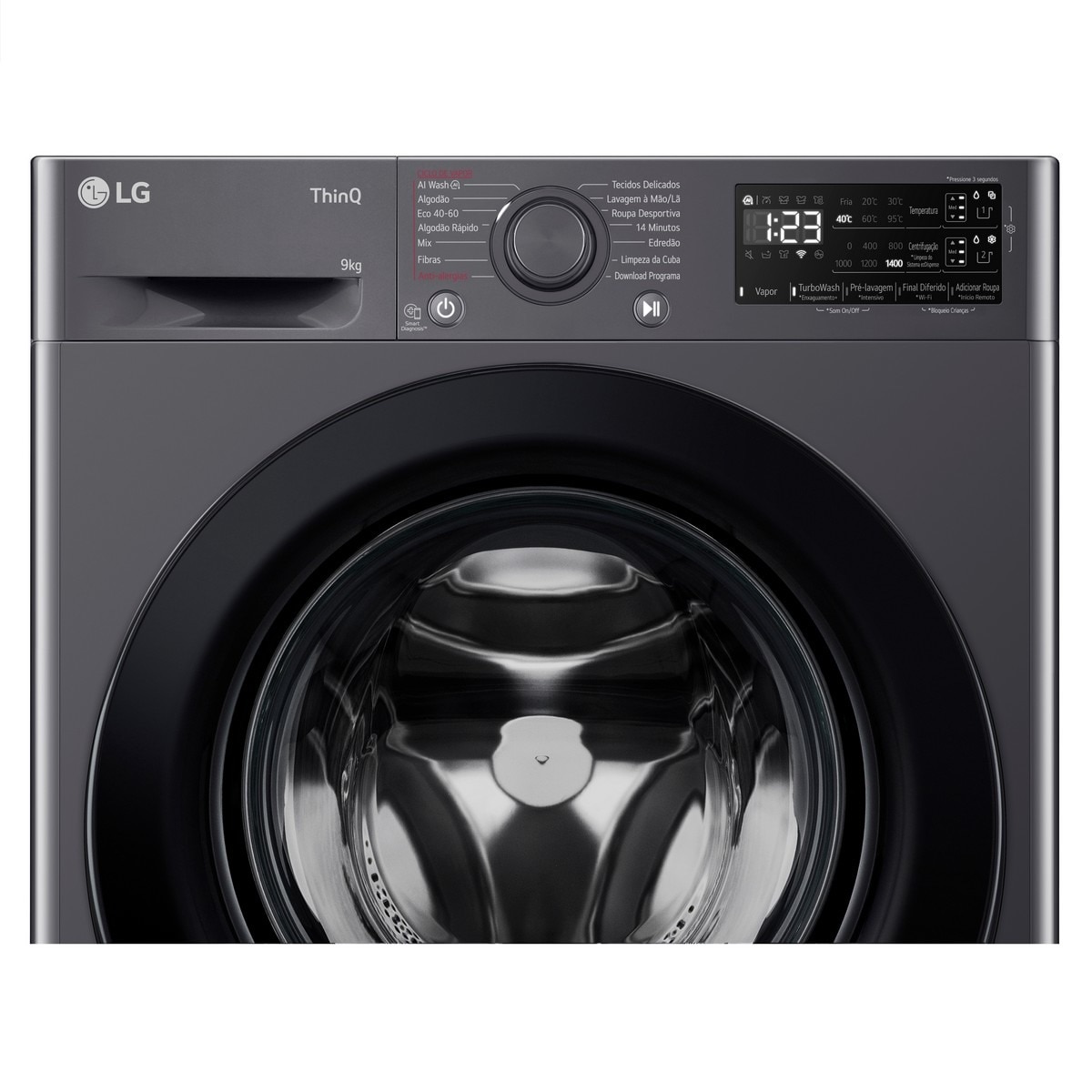 Máquina de Lavar Roupa LG F4WR359S6M Carga Frontal AI DD? Steam? TurboWash? de 9 Kg e de 1400 rpm - Preto Preto-6