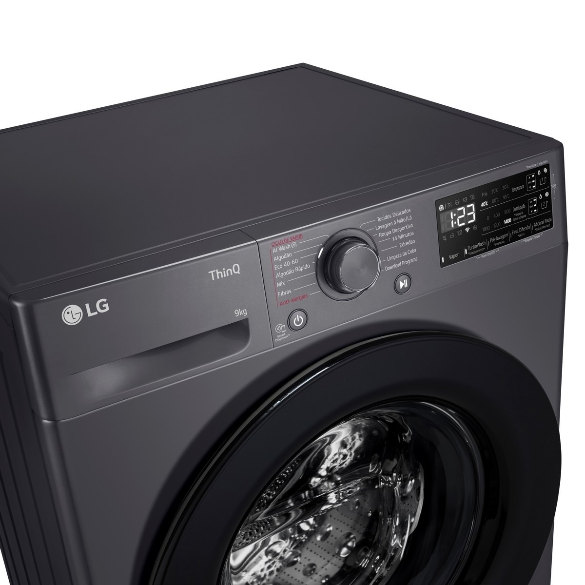 Máquina de Lavar Roupa LG F4WR359S6M Carga Frontal AI DD? Steam? TurboWash? de 9 Kg e de 1400 rpm - Preto Preto-4
