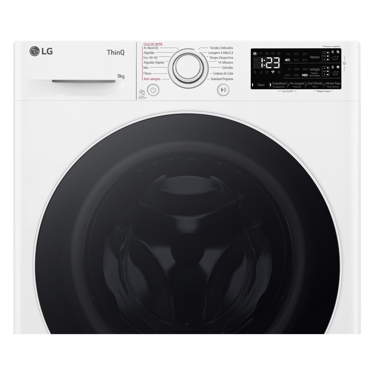 Máquina de Lavar Roupa LG F4WR3509A0W Carga Frontal AI DD™ Steam™ TurboWash™ de 9 Kg e de 1400 rpm - Branco Branco-7