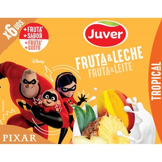 bebida de zumo de frutas Tropical con leche desnatada a partir de concentrado pack 6 briks 200 ml - Juver