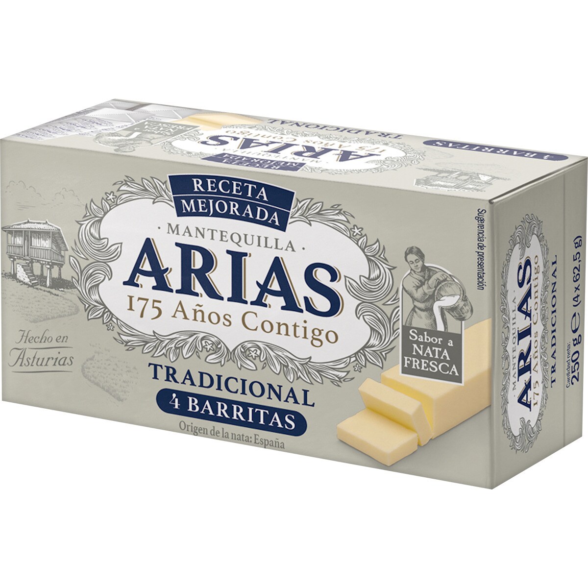 mantequilla en barritas 4 unidades estuche 250 g