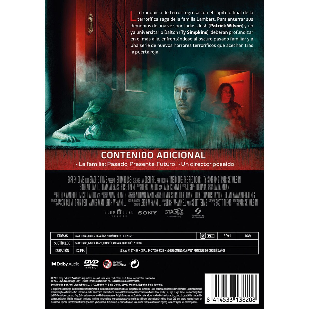 Insidious 5: La puerta roja (DVD) · SONY PICTURES HOME ENTERTAINMENT ...