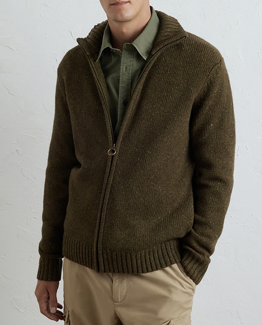 Imagen 0 de Chaqueta básica de cremallera con lana de hombre