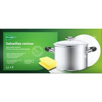 estropajo fibra verde con esponja salvauñas cocinas envase 3 unidades - El Corte Ingles
