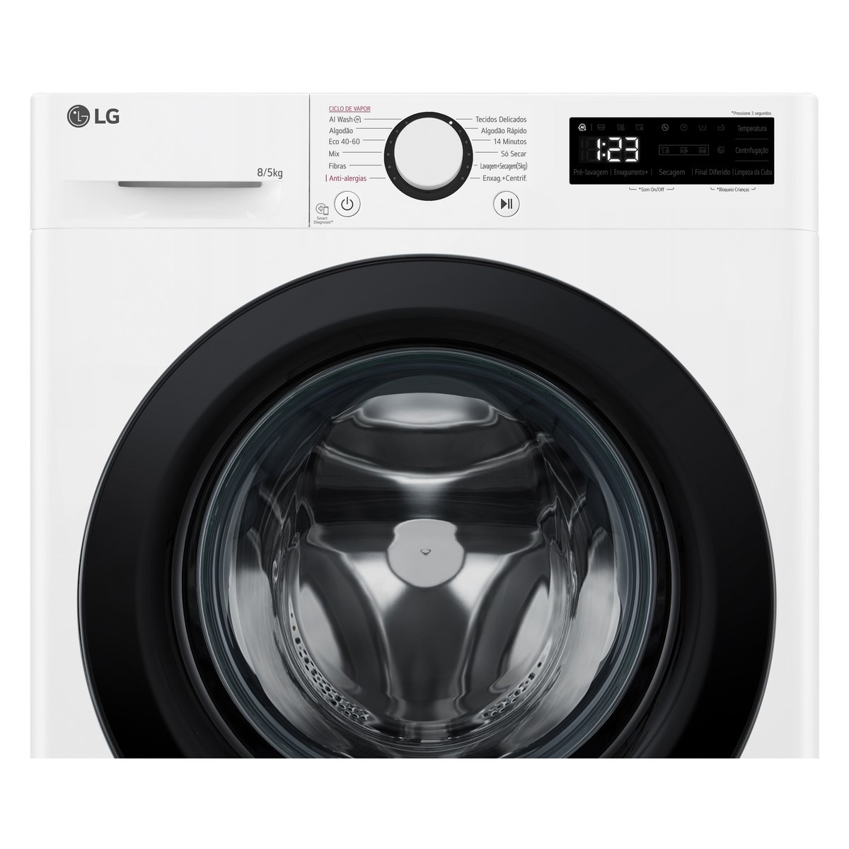 Máquina de Lavar e Secar Roupa LG F2DR5S8S6W Carga Frontal de 8/5 Kg e de 1200 rpm - Branco Branco-7