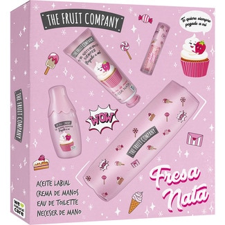 Fresa y Nata estuche con eau de toilette femenina + aceite labial + crema de manos + neceser de mano - The Fruit Company