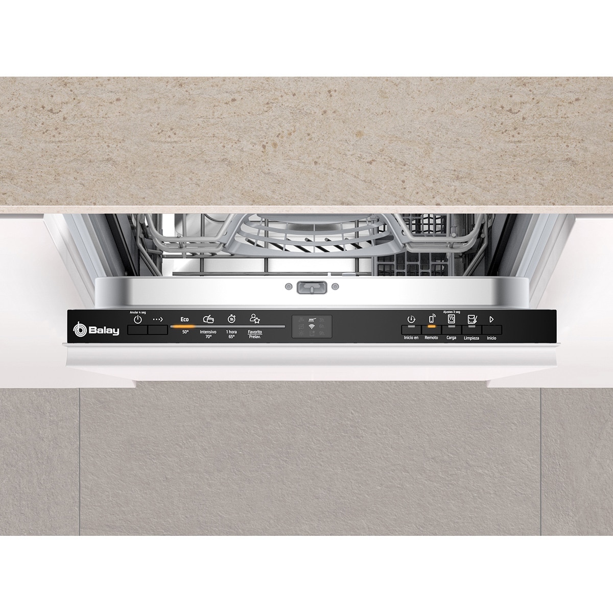 Máquina de Lavar Loiça Encastrável Balay 3VT4031NA Meia Carga de 10 Conjuntos e de 45 cm - Painel Preto Preto-4