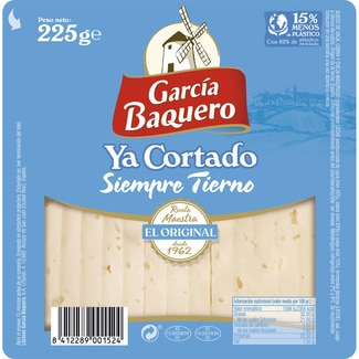 queso tierno mezcla madurado elaborado con leche pasteurizada ya cortado cuña 225 g - Garcia Baquero