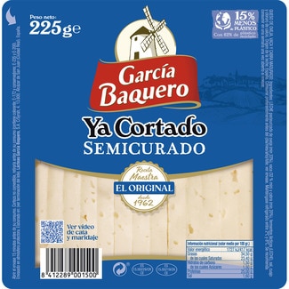 queso semicurado mezcla madurado elaborado con leche pasteurizada ya cortado cuña 225 g - Garcia Baquero
