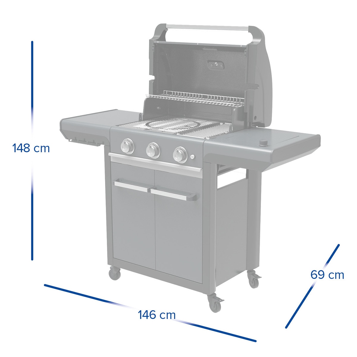Barbecue de Gás 3 Premium S Cinzento-4