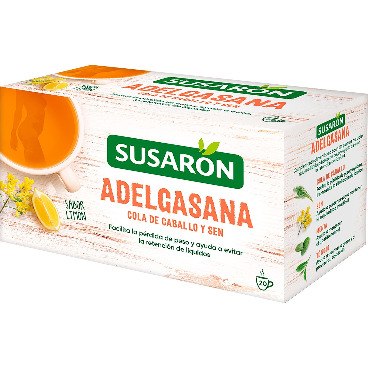 Adelgasana tisana ayuda natural para mantener tu figura sabor limón estuche 20 bolsitas