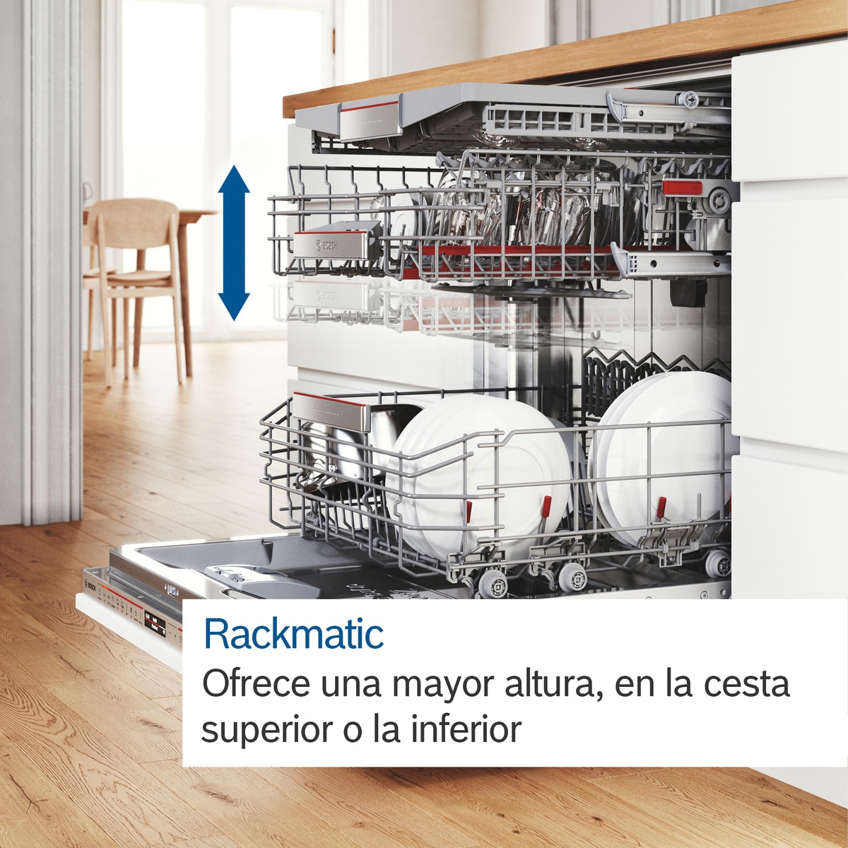 Lavavajillas Bosch 14 servicios, Bandeja para cubiertos, 60 cm - SMS4HVI02E Acero Inox-4