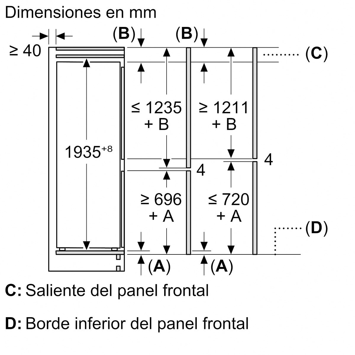 Frigorífico Combinado Encastrável Bosch Serie 4 KBN96VFE0 No Frost de 193,5 cm Branco-10