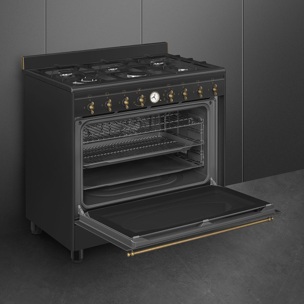 Cocina compacta Smeg con 6 quemadores y horno - CO96GMA9 Antracita-5