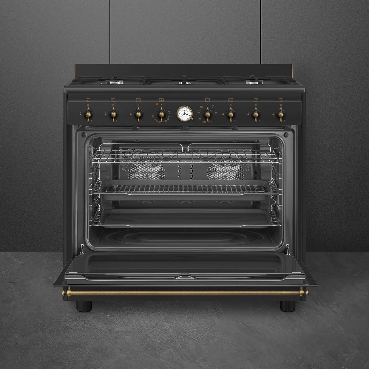 Cocina compacta Smeg con 6 quemadores y horno - CO96GMA9 Antracita-3