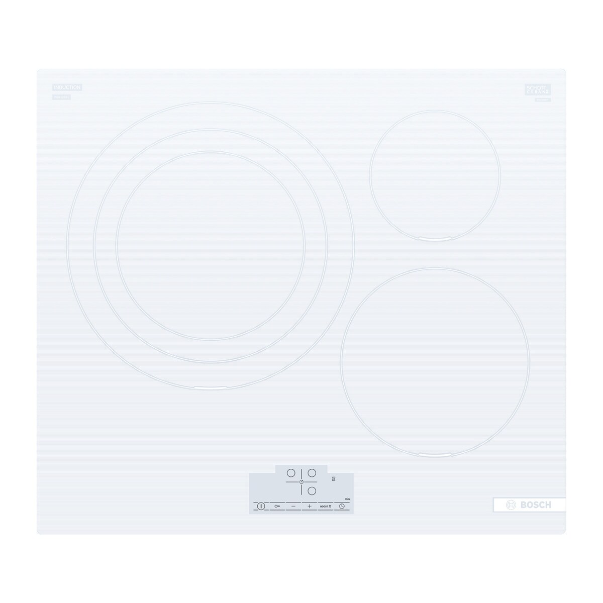 Placa de inducción Bosch sin perfiles con 3 zonas de cocción - PID612BB1E Blanco-1