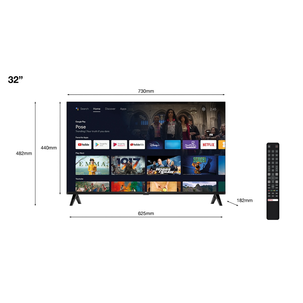 TV LED 80 cm (32") TCL 32S5400 HD Android TV, compatible Google Assistant, Chromecast y Google Home, Diseño sin marco Negro-2
