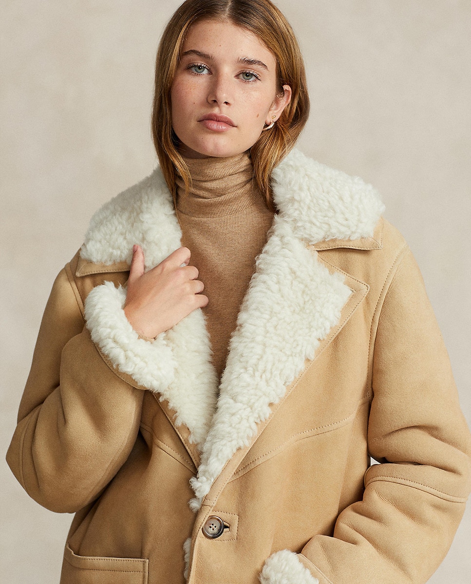 Sobretudo Reversível e em Pele Bege-5