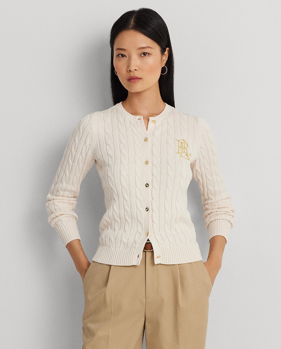 Cardigan de Malha do Cabo em Algodão Branco-1