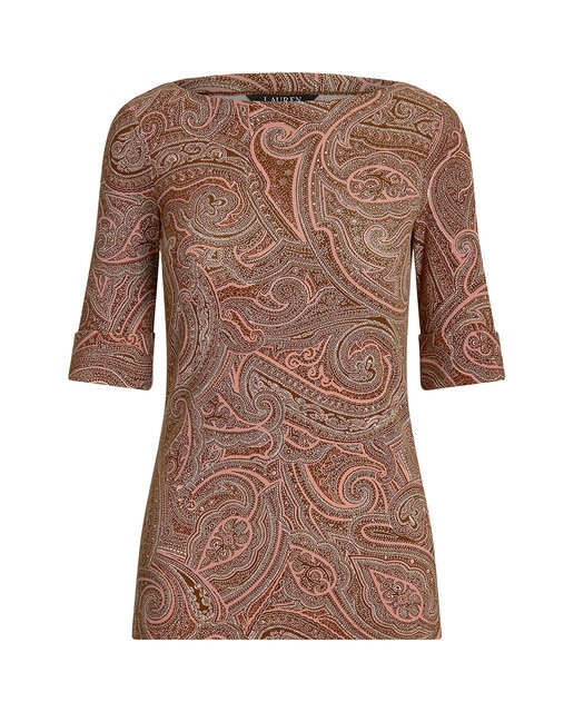 Imagen 0 de Camiseta de mujer estampada con cuello barco