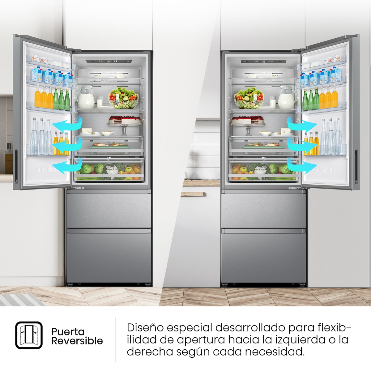 Frigorífico combi Hisense Inverter Multi Air Flow - RT641N4AIE Inox-8