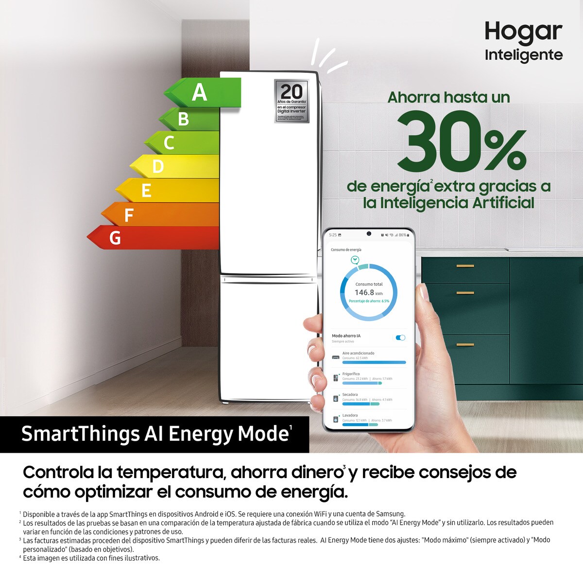 Frigorífico Combinado Samsung Bespoke RB38C7B6AS9 No Frost Wi-Fi de 203 cm - Inox Inox-8