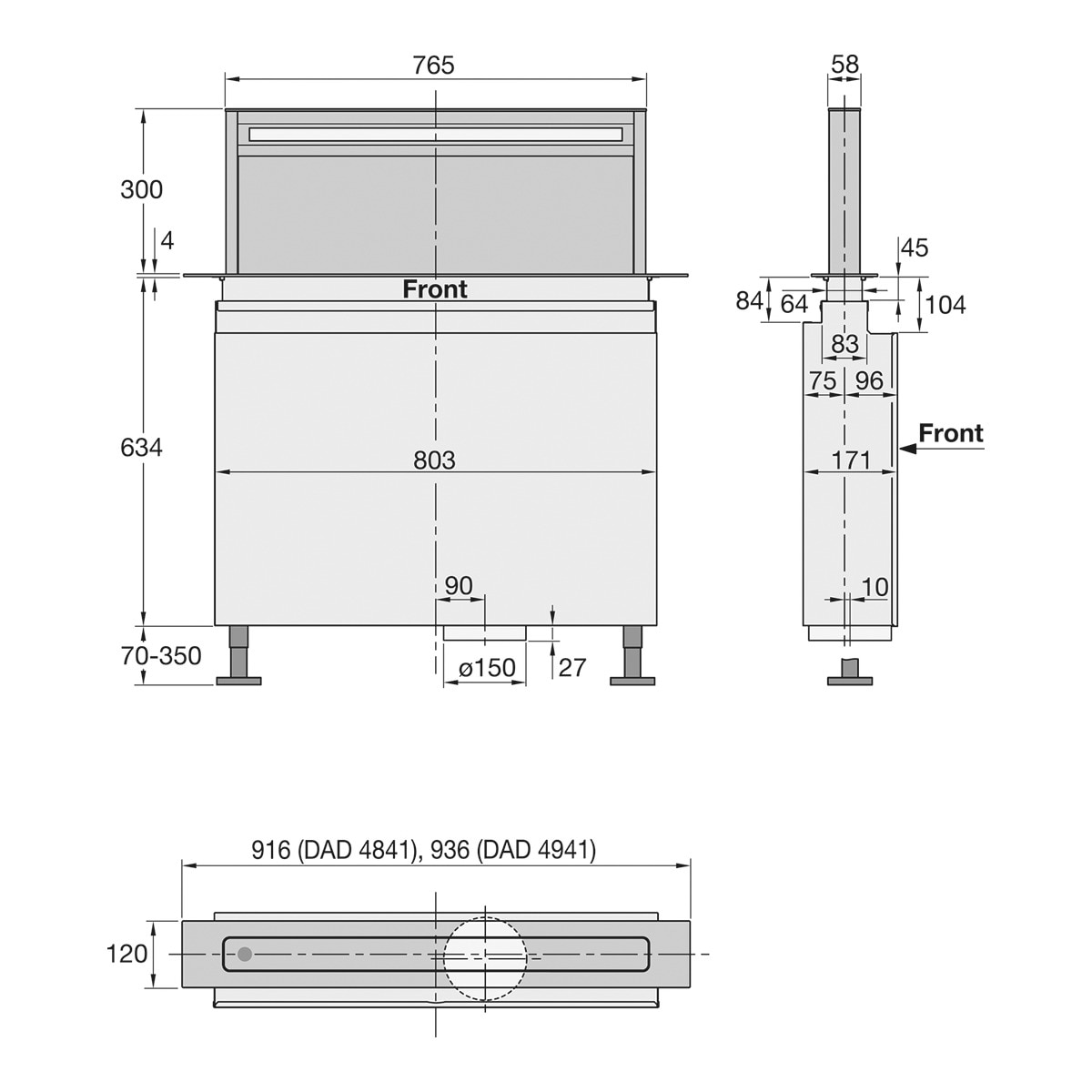 Exaustor de Bancada Miele DAD 4941 Extração Downdraft de 3 Velocidades + Booster e de 93,6 cm - Preto Obsidiana Preto-4