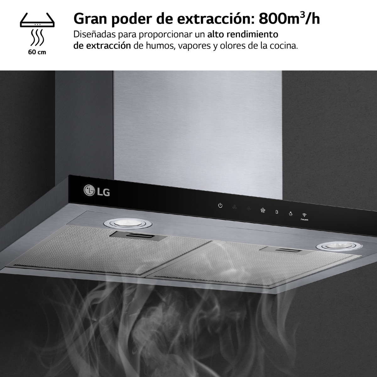 Exaustor de Parede LG HCEZ2426S com 3 Níveis de Extração + Boost e de 60 cm - Inox e Preto Inox/Preto-5