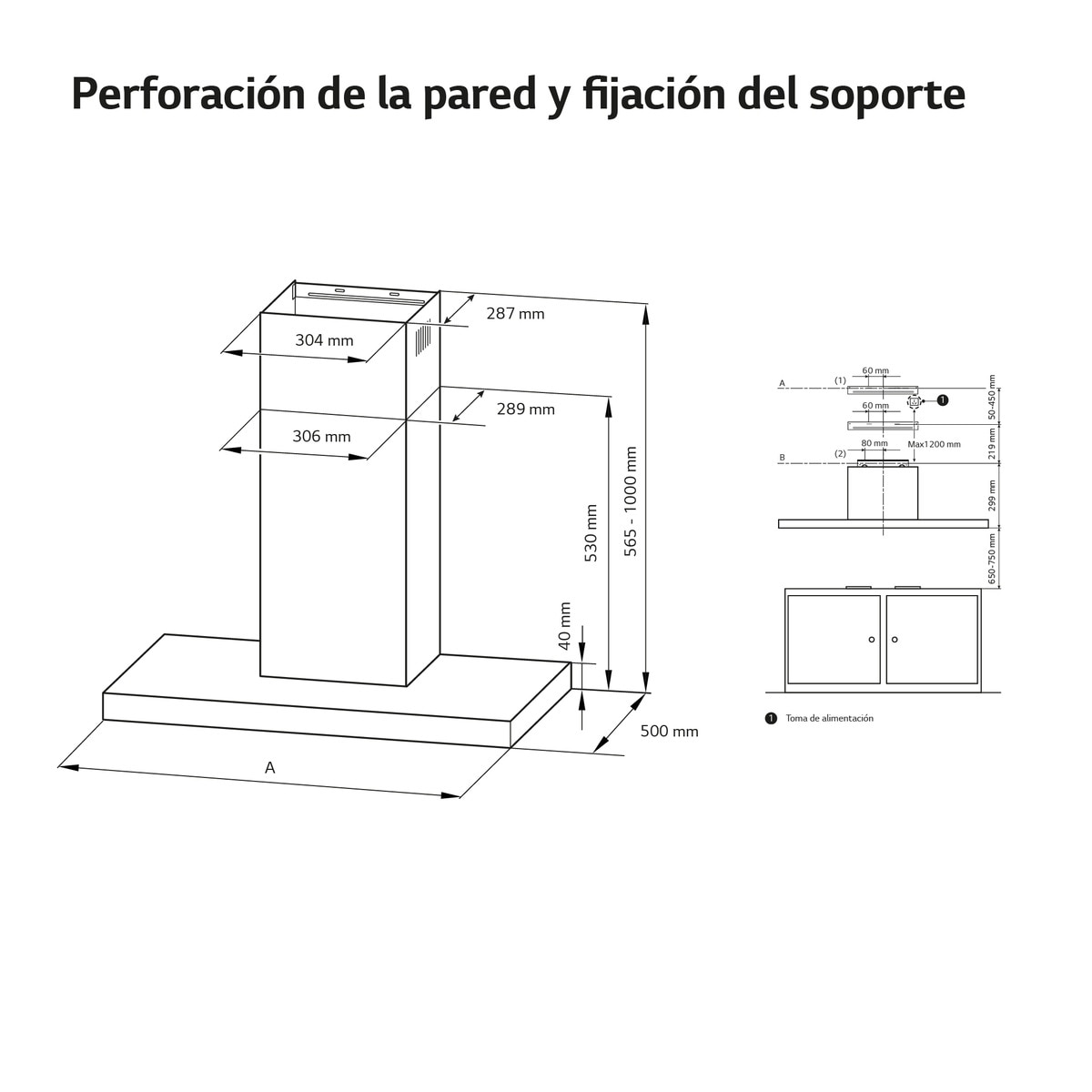 Exaustor de Parede LG HCEZ2426S com 3 Níveis de Extração + Boost e de 60 cm - Inox e Preto Inox/Preto-2