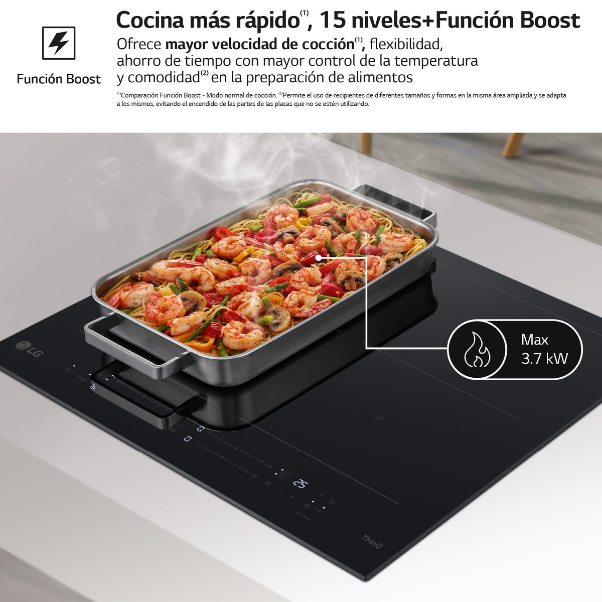 Placas de inducción LG con 1 zona 28 cm + 1 zona flex, 59 cm  -  CBIZ2432B Negro-5