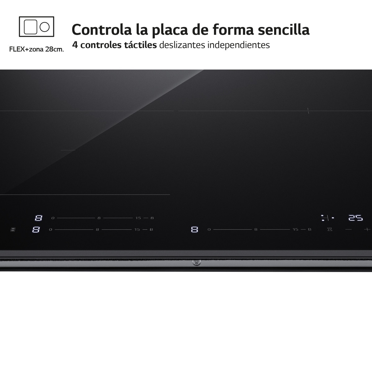 Placas de inducción LG con 1 zona 28 cm + 1 zona flex, 59 cm  -  CBIZ2432B Negro-3