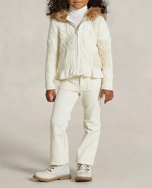 Imagen 0 de Cárdigan de niña en crema con capucha