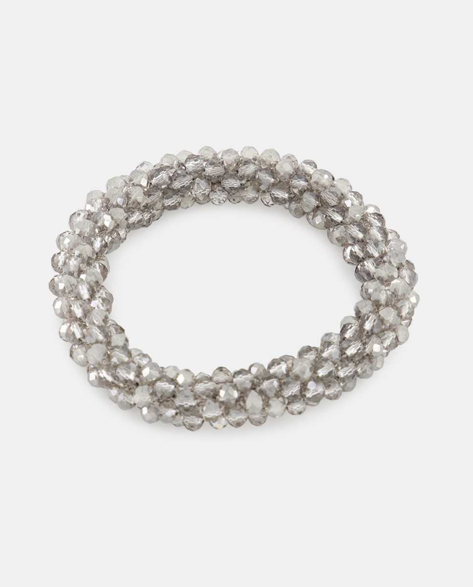Elástico Entrançado com Strass - Prateado Prata-1