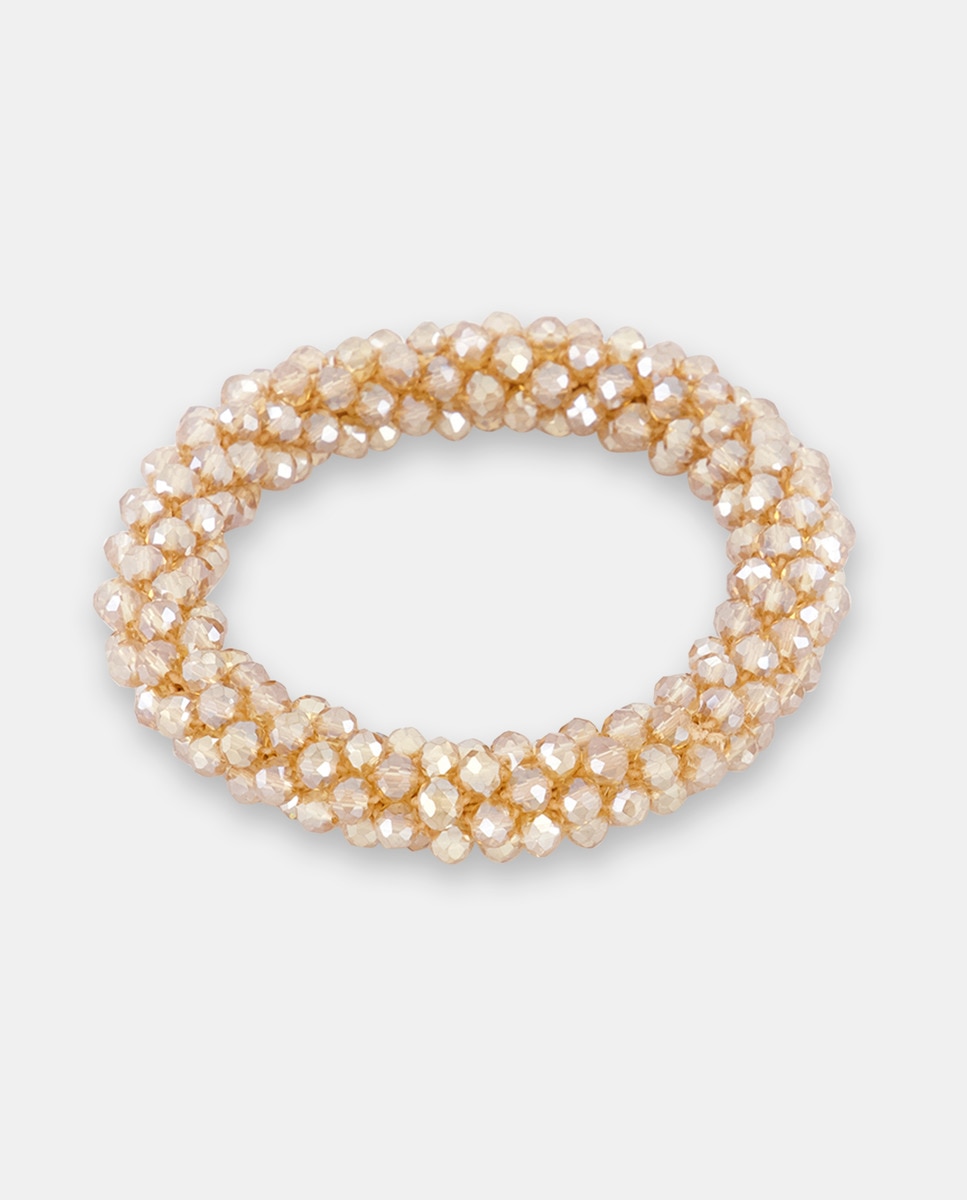 Elástico Entrançado com Strass - Creme Creme-1