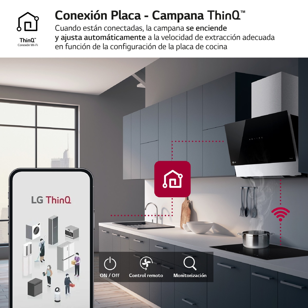Campana decorativa LG  con 3 niveles extracción - HCEZ2428B Negro-9