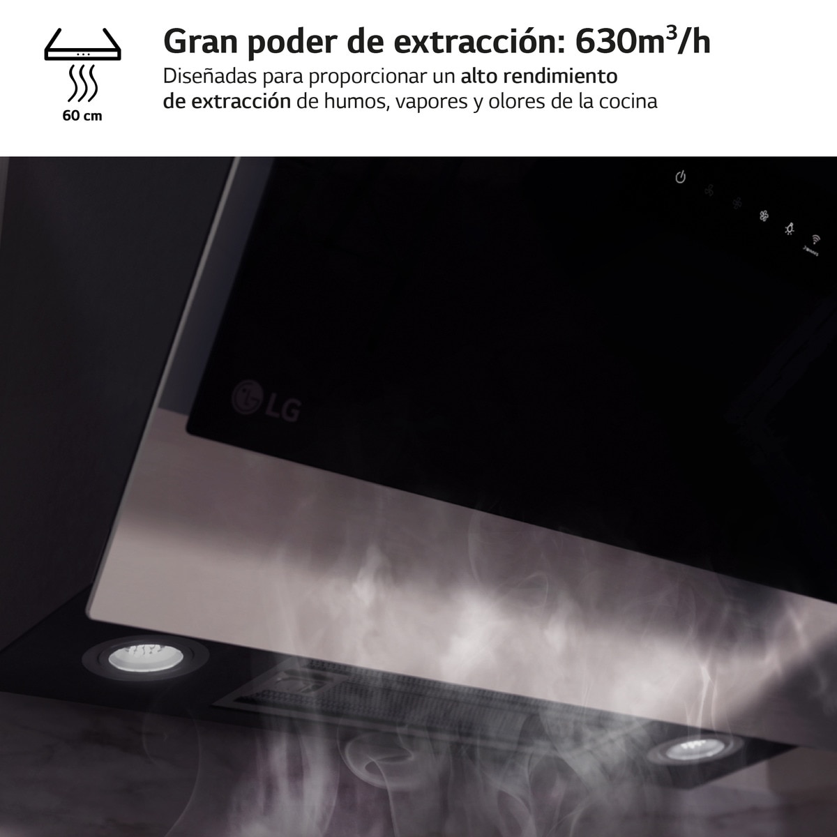 Campana decorativa LG  con 3 niveles extracción - HCEZ2428B Negro-5