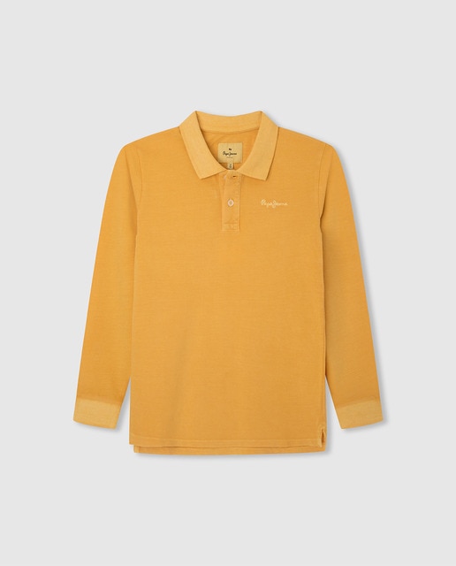 Imagen 0 de Polo de niño lavado en color naranja con logo