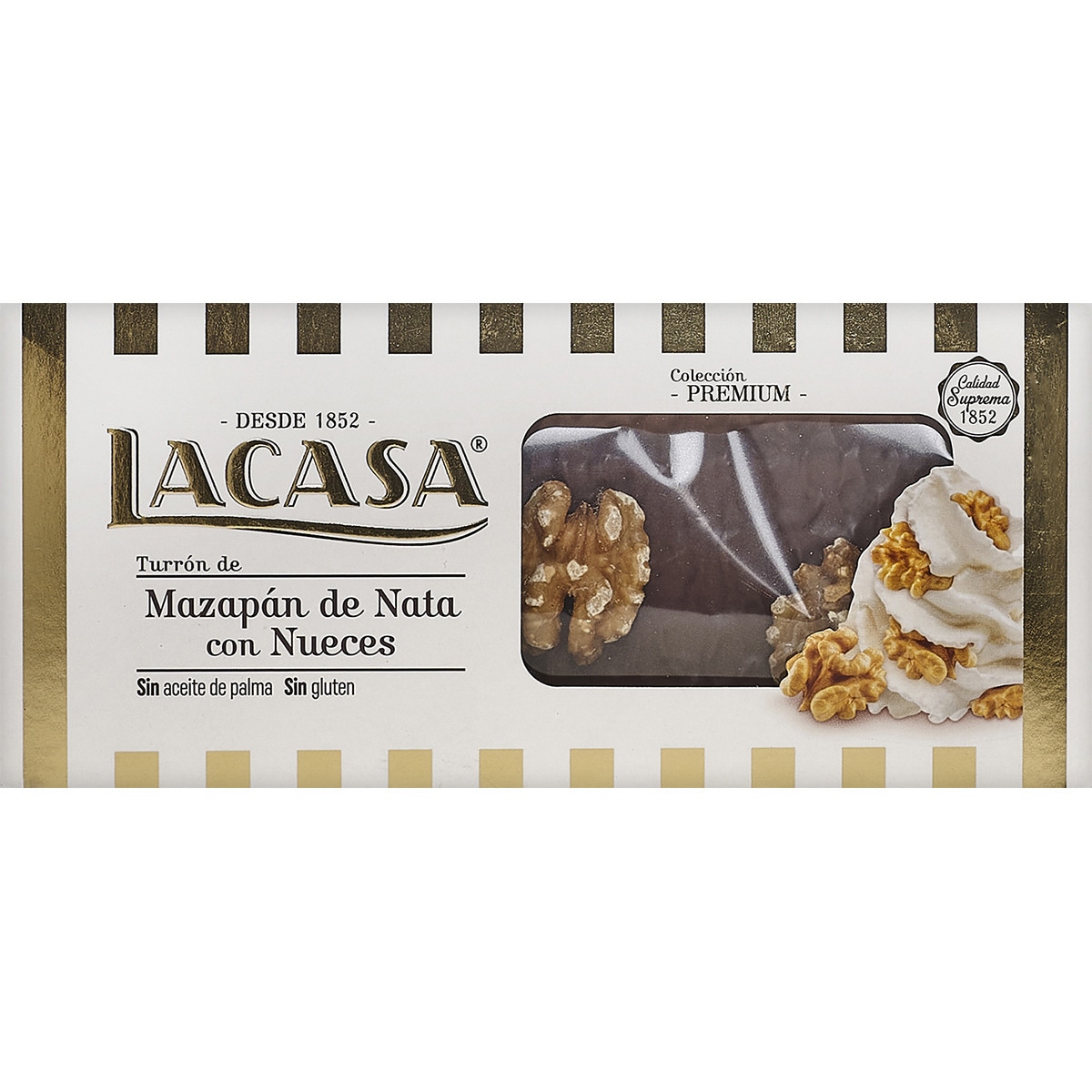 turrón de mazapán de nata con nueces Sin Gluten Calidad Suprema tableta 250 g