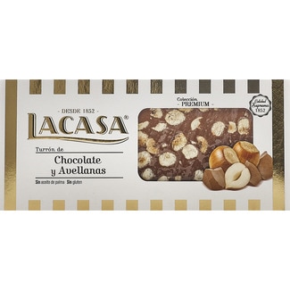 turrón de chocolate y avellanas Sin Gluten Calidad Suprema tableta 250 g - Lacasa