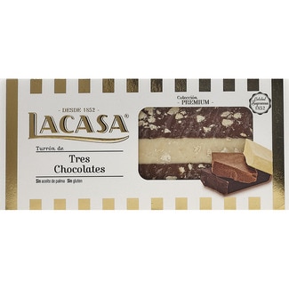 turrón de tres chocolates Sin Gluten Calidad Suprema tableta 250 g - Lacasa