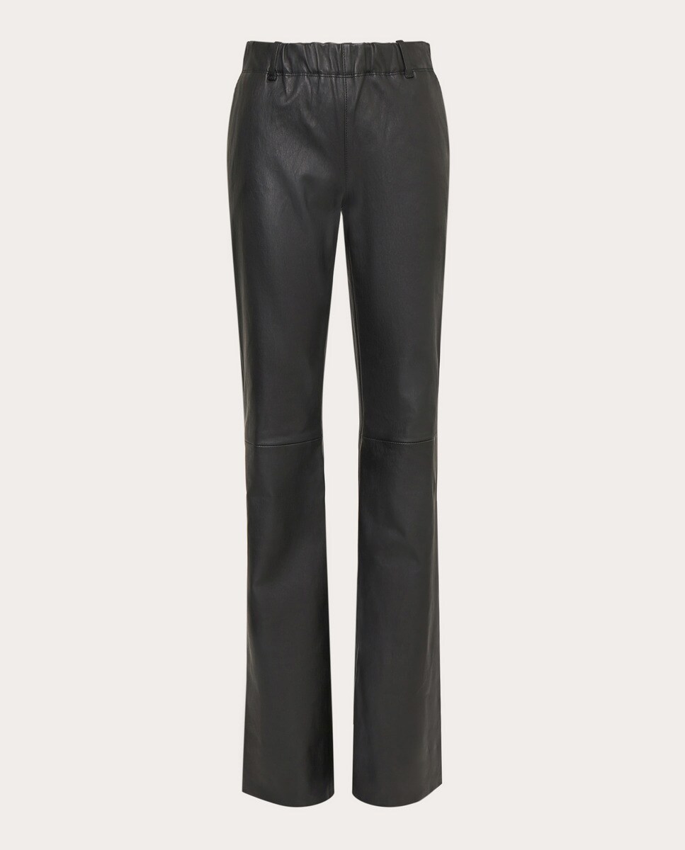 Pantalón flare de piel Negro-1
