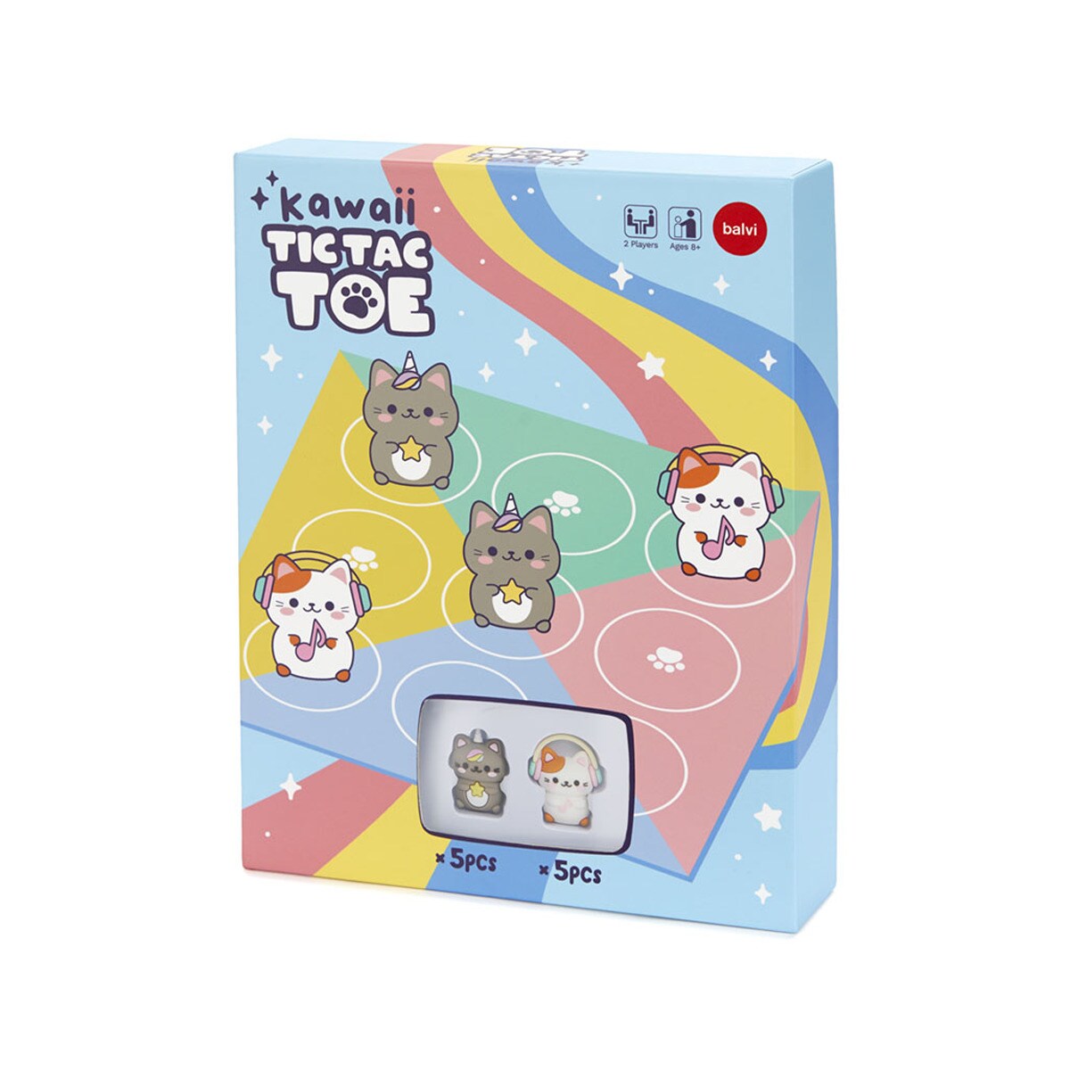 Balvi Gioco Tris Kawaii – Tic Tac Toe Con Gatti, Design Giapponese, Tabellone In Plastica 21x16x3 Cm - 4