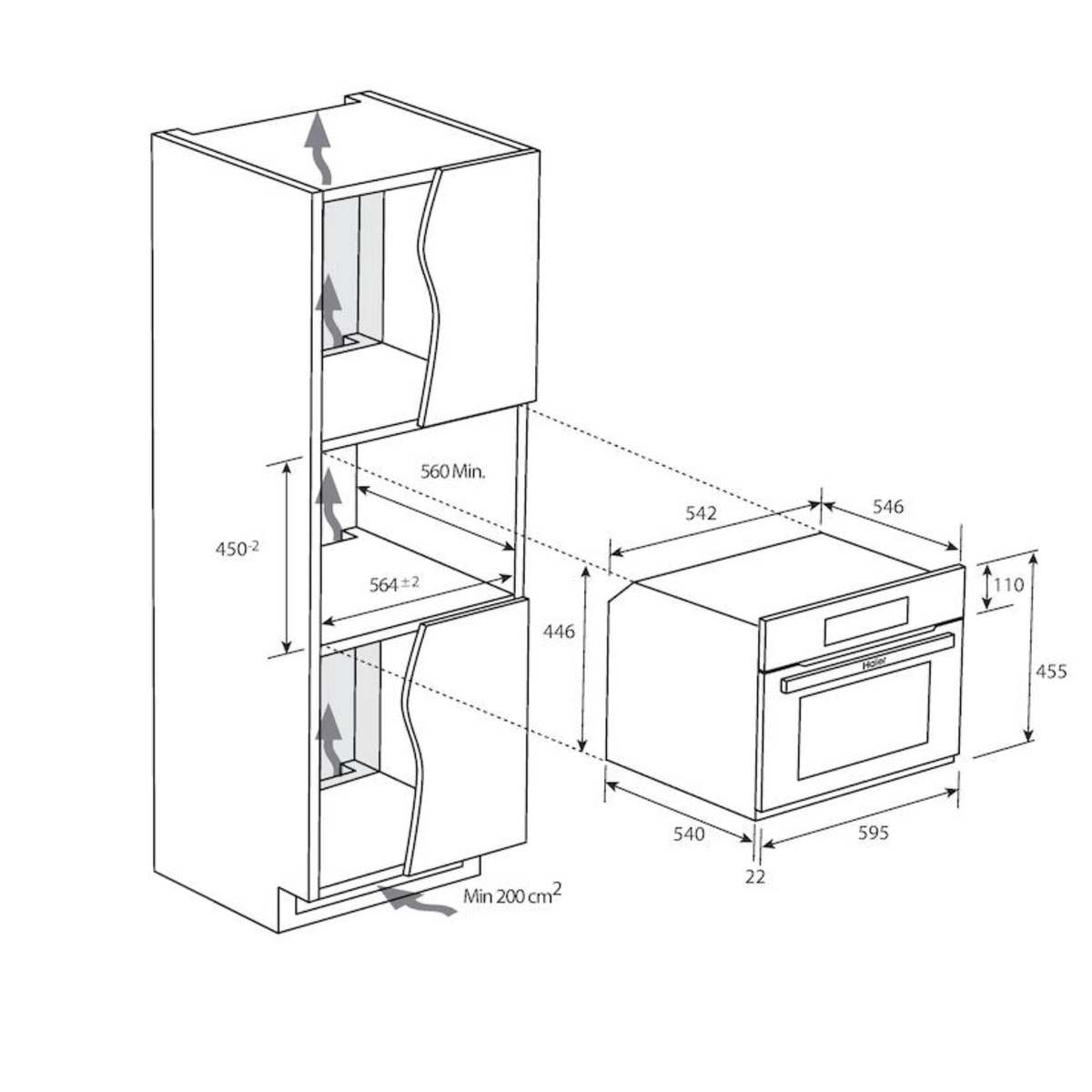 Horno Compacto multifunción Haier con microondas Series 4 - HOR45C5FT Negro-2