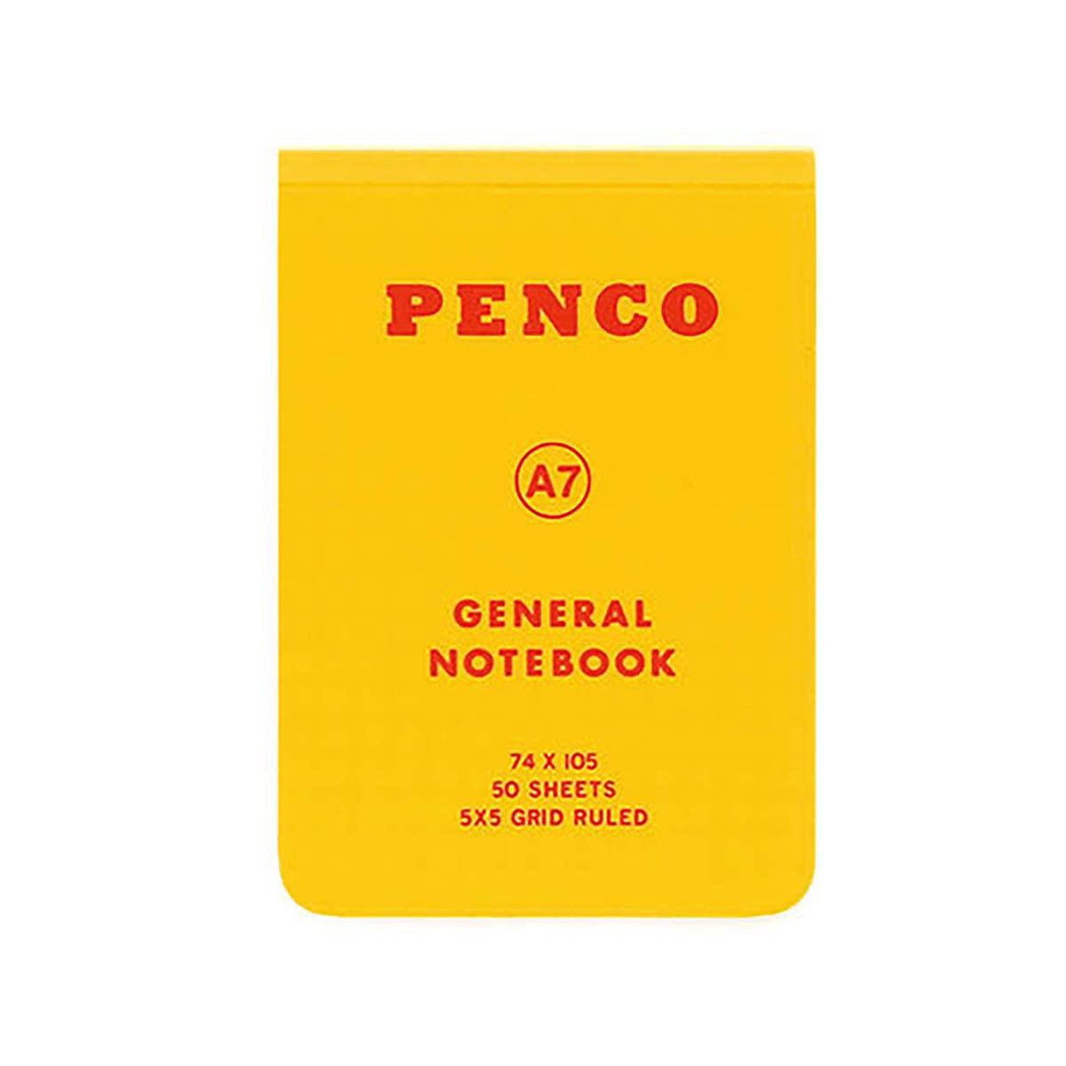 Caderno A7 com capa flexível folha quadriculada 5x5 amarelo Penco Amarelo-1