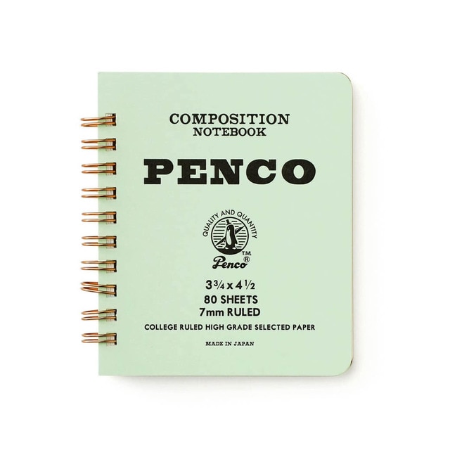 Imagem 0 de Bloco de notas de argola dupla S papel pautado 7mm Penco capa verde menta