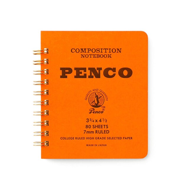 Imagem 0 de Bloco de notas de argola dupla S papel pautado 7mm Penco capa laranja