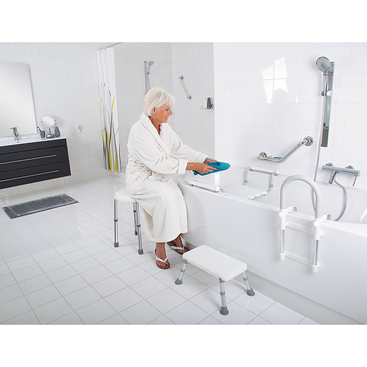 Banco de Casa de Banho Premium Go Branco-5