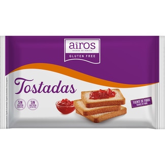 tostadas de pan sin gluten y sin lactosa envase 225 g - Airos