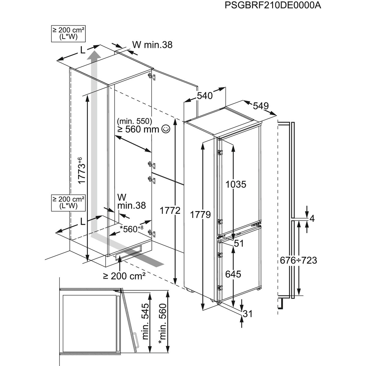 Frigorífico Combinado Encastrável Electrolux Série 500 LNS5LE18S ColdSense, LowFrost e de 177,2 cm - Branco Branco-3